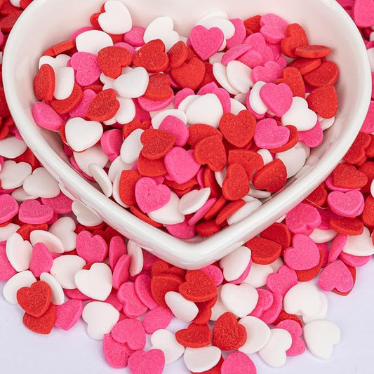 Twisweet Heart Sprinkles for Cake Decorating, Edible Red Pink White Sugar Sprinkles, Mix Baking Candy, Cupcake Topper Cookie Ice Cream Cake Decorations, Valentine Mother's Day Birthday Wedding Party Supplies (100g/3.53oz)