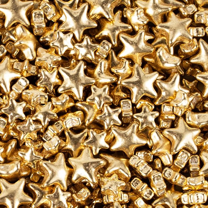 Gold Stars Sprinkles for Cake Decorating Large and Small Stars for Cupcake Toppers Cookie Decorating Perfect for Cakes,Cupcakes,Desserts Toppings 3.5 OZ