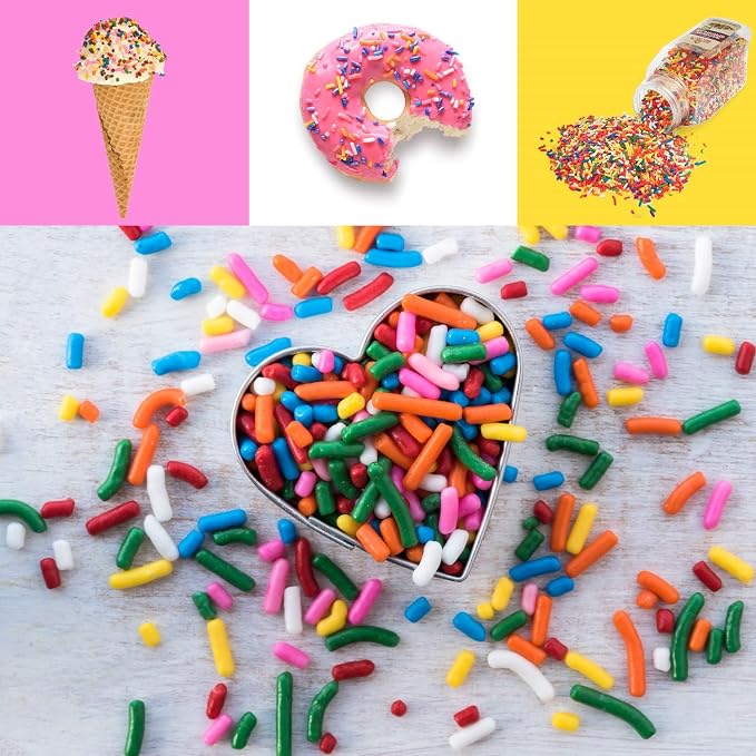 Chefs Select Decorative Rainbow Sprinkles Jimmies 14oz | Value Size | Gluten Free Certified