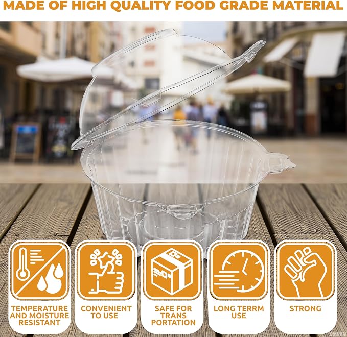 50Pcs Individual Clear Plastic Cupcake Containers - Cupcake Holders with Transparent Lids, Clear Dessert Boxes for Cupcakes, Single Cupcake Box for Holiday Treats, Weddings, Baby Showers and Parties