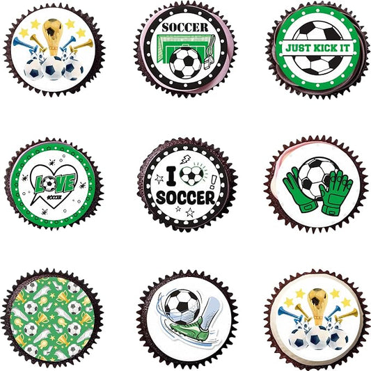 36pcs Edible Soccer Cupcake Toppers Edible Soccer Cake Decorations for Sports Ball Game Theme Baby Shower Birthday Party Cake Decorations Supplies