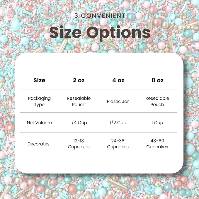 Sprinkle Pop Old Hollywood Sprinkle Mix| Light Pink Blue Teal Rose Gold Sprinkles with Vintage Rose Gold Dragees| Wedding Bridal Shower Sprinkles Made in USA for Cakes Cupcakes Cookies Donuts, 2oz