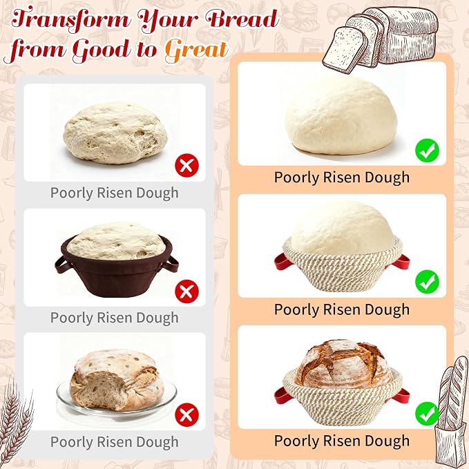 Sourdough Starter Kit,Gift for Bakers Sourdough Bread Baking Supplies,34oz Starter Jar, 2 Cotton Rope Proofing Baskets & More for Sourdough Starter Bread Making Baking Fermentation