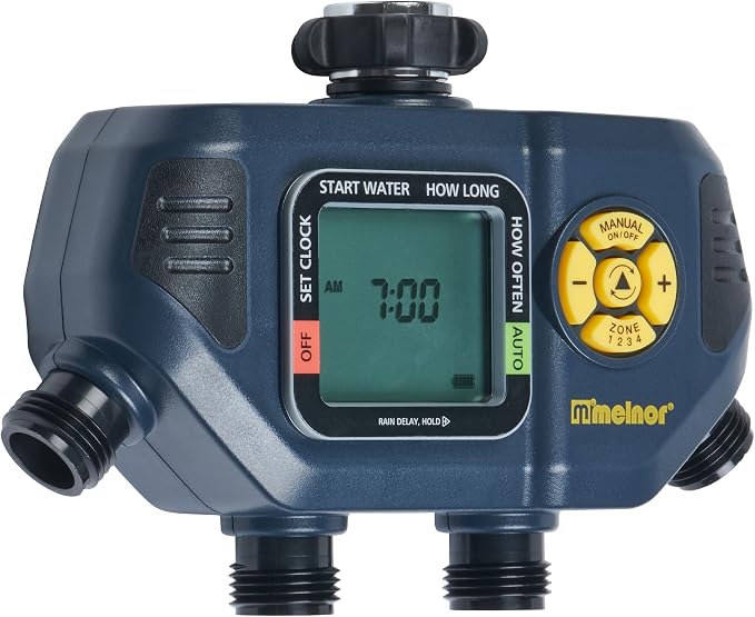 Melnor 65140AMZ 4 Zone Digital Timer, Black, Yellow