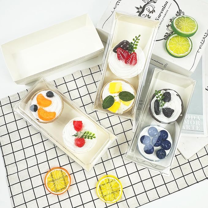 YEXEXINM 100 Pack Paper Charcuterie Boxes with Clear Lids, Disposable Kraft Sandwich Boxes Food Containers for Bakery, Desserts, Sushi, Strawberries, Cookies, Cookies, Hamburgers (White)