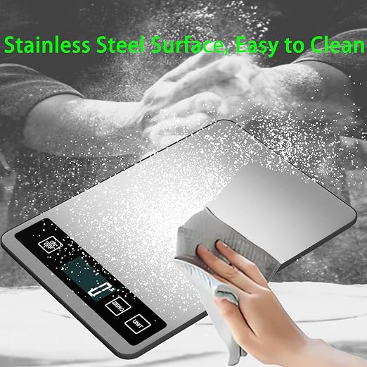 33lb/15kg Digital Kitchen Scale, Food Scale, High Capacity Weight Grams and Ounces for Baking Cooking and Meal Prep, 6 Units with Tare Function, LCD Display, Type-C Charging USB Rechargeable