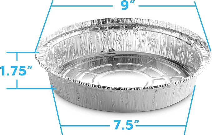 MontoPack 9 Inch Round Tin Foil Pans Disposable Aluminum - Freezer & Oven Safe - For Baking, Cooking, Storage & Reheating (100)