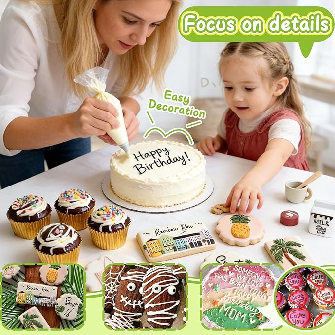 Hendiy 6 Pieces Round Stainless Steel Piping Tips Set | Icing Tips, Cupcake Frosting Nozzles, Small Decorating Piping Tip, For Cookies Cupcake