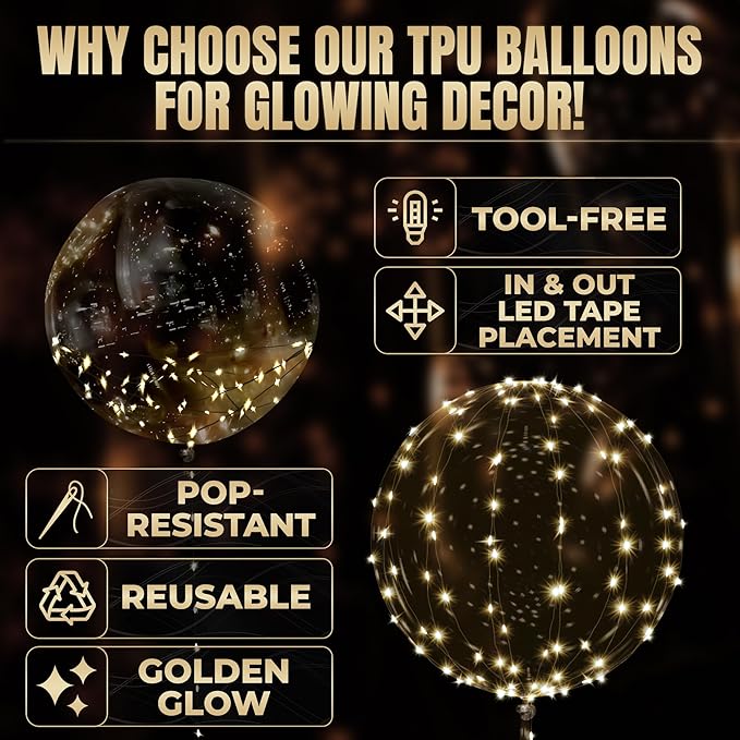 10 Pcs LED Balloons Light Up Balloons for Party - Clear TPU Material, String Lights with Individual Switches, Suitable for Helium and Air - Bright Light Up Decorations for Outdoor and Indoor Events