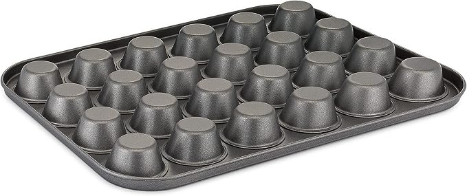 husMait Mini Muffin Pan 24 cup, Set of 2 - Non-Stick Carbon Steel Mini Cupcake Pan Multipack - Heavy Duty 48 Cavity Metal Baking Tray, Warp-Resistant, PFOA Free