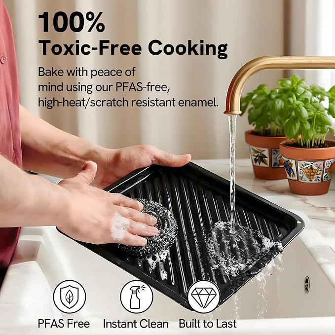 VAL CUCINA 6-in-1 Retro Air Fryer Toaster Oven Combo, Compact 12.7 QT Small Countertop Convection Oven, Fits 9" Pizza & 4 Toast, Hexagon Hybrid Heating, Enamel Baking Pan Included, Dark Grey Color