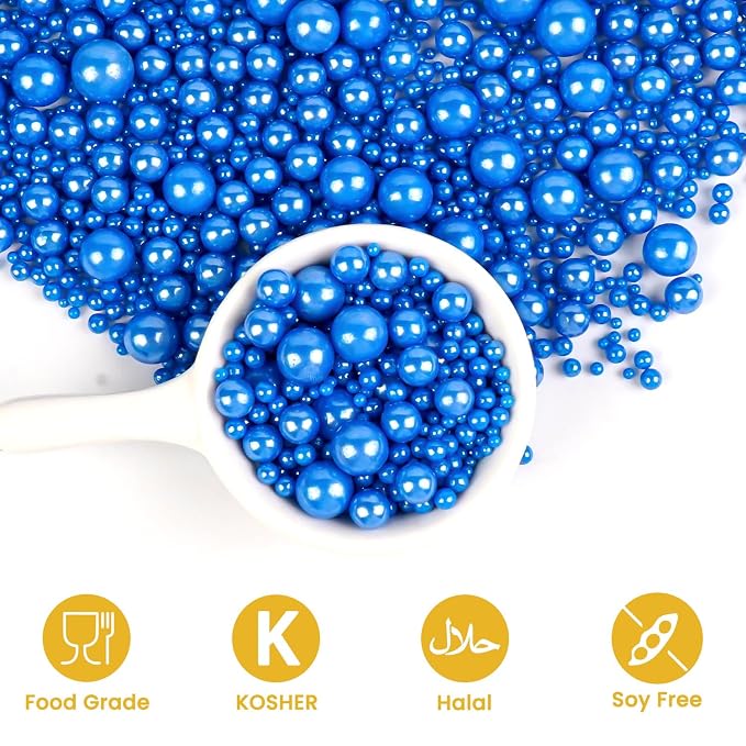 Edible Blue Sugar Sprinkles, Edible Sprinkles for Cake Decorating, Patriotic Cupcake Toppers, Cake Decorations, Cookie Decoration, Wedding & 4th of July Party Supplies, 180g/6.35oz
