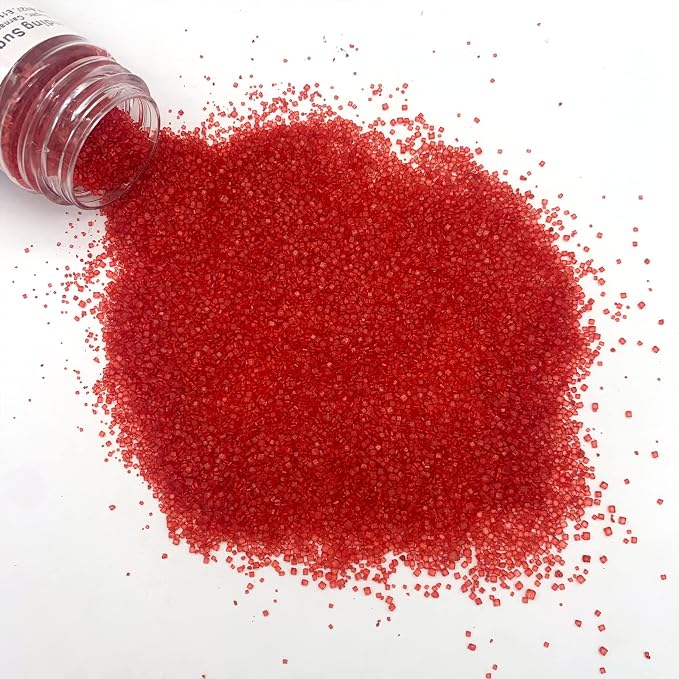Edible Red Sanding Sugar Sprinkles Cupcake Cake Toppers, Celebrations Candy Pearls Shaker Jar Wedding Party Cake Dessert Food Decoration Supplies 3.2oz(Red)