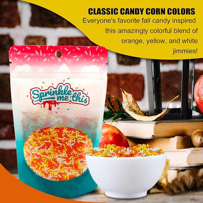 Harvest Candy Corn Blend- Orange White Yellow Cake Pop Cookie Cupcake Cakes Semi-Sweet Edible Confetti Decorations Sprinkles Dessert Jimmies Toppers - 8 OZ