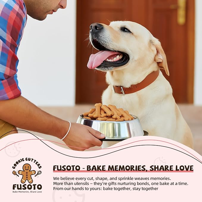 FUSOTO Dog Bone Cookie Cutters Set, Cookie Cutter for Homemade Dog Treat, 4Pcs Stainless Steel Cutters Dog Bone Shape for Cookie Baking, Sandwiches, Biscuits, Fruit, Vegetable