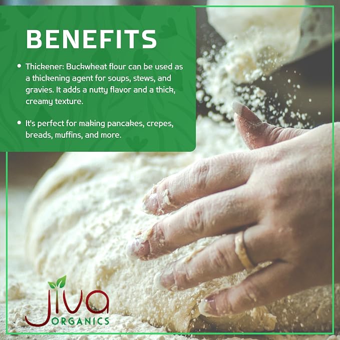 Jiva Organics Buckwheat Flour (Dark) 2 LB Bag - Vegan, Non-GMO, Kuttu, Earthy Flavor