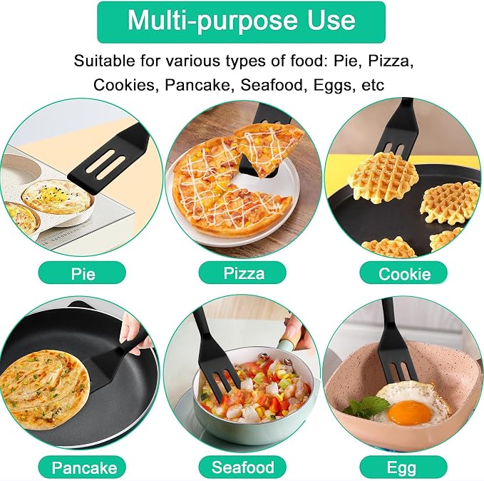Small Silicone Spatulas 2 Pack: Mini Heat-Resistant Spatula for Nonstick Pans, Thin Baking Utensil for Cookies, Brownies & Kitchen Use (Black Set 1)