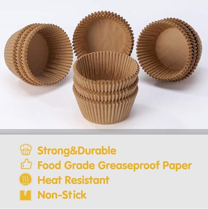 Mini Muffin Liners 500 pcs Natural Mini Cupcake Liners,Food&Grade,Greaseproof Paper Baking Cups, for Christmas/Halloween Party by GoldenBakeryFamily