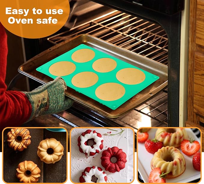 Zorazio 6-Cavity Fluted Tube Cake Pan,3Pcs Silicone Cake Pan, Non-stick Mix Mini Baking Mold for Cupcake Cornbread Brownie Jello