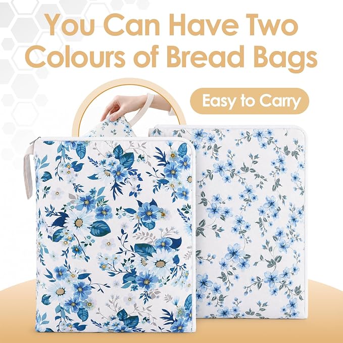 Beeswax Bread Bags，L-Shaped Sealed Zip Design，Extra Large 2 Pack- 17"×13" Reusable Sourdough Bread Bags for Homemade Bread
