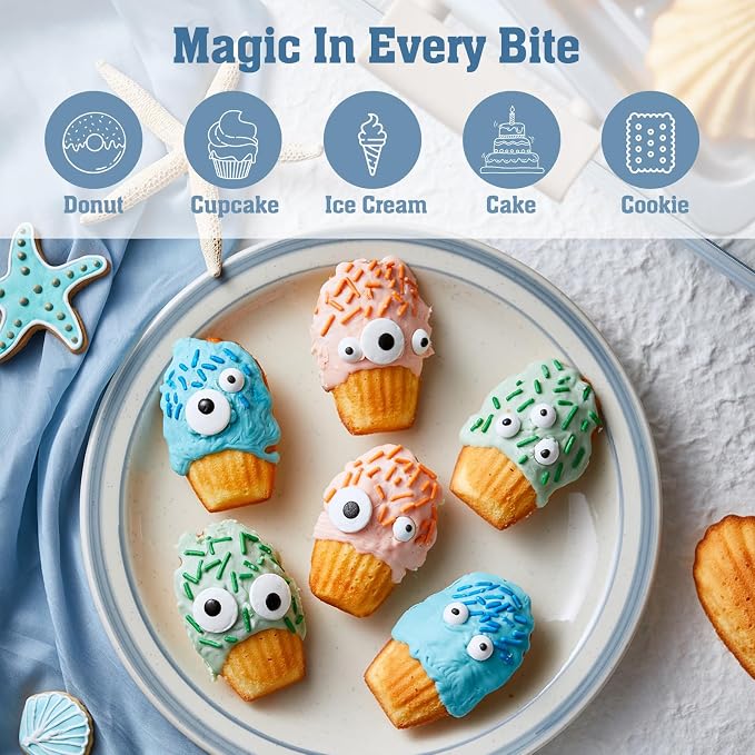 Twisweet Candy Eyes for Cake Decorating, Edible Eyeballs 10mm Sugar Sprinkles for Baking, Cake Cupcake Toppers Cookie Decorations, Halloween Christmas Birthday Fun Decorating Supplies (130g/4.58oz)