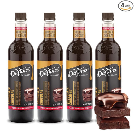 DaVinci Gourmet Classic Chocolate Syrup, Natural, 25.4 Fluid Ounces (Pack of 4)