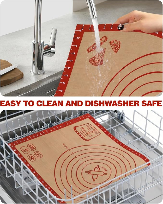 Large Silicone Pastry Mat Extra Thick Non Stick Baking Mat with Measurement Fondant Mat, Counter Mat, Dough Rolling Mat, Oven Liner, Pie Crust Mat 20'' * 27''
