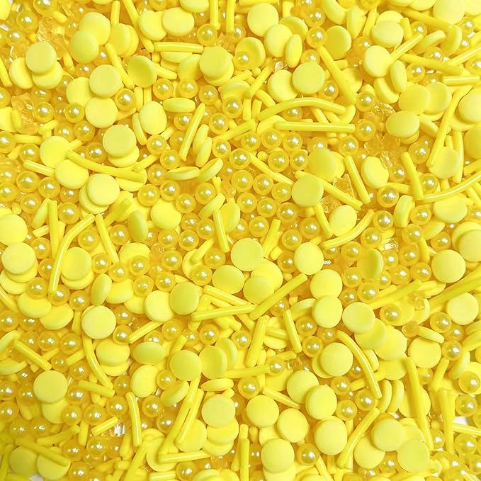 Sentovac Yellow Sprinkles Edible Yellow Round Confetti Jimmies Pearls for Cake Decorating Candy Cupcake Cookie Baking Ice Cream Dessert Halloween Christmas Vanlentine Holiday Decorations