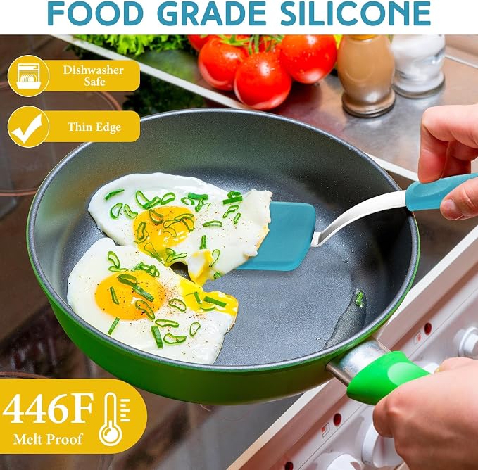 Small Silicone Spatula Flexible Silicone Cookie Spatula Heat Resistant Small Pancake Turner for Kitchen Use Nonstick Cookware No Scratch Cooking Flipper for Egg Pancake