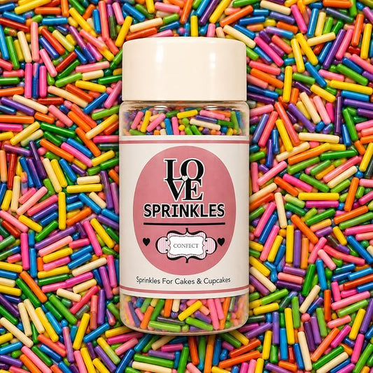 Confect Color Splash Rainbow Sprinkles – Custom Blend Multicolor Jimmies – Edible Toppings for Cake, Cupcake & Dessert Decorating –Vegan, Gluten-Free, Nut-Free, Soy-Free, Dairy-Free, Palm Oil-Free – 4.2 Oz