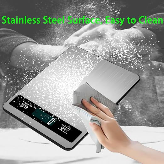 Digital Kitchen Scale, 33lb/15kg High Capacity Weight Grams and Ounces for Baking Cooking and Meal Prep, 1g/0.05oz Precise, 6 Units with Tare Function, USB Rechargeable (B Style)