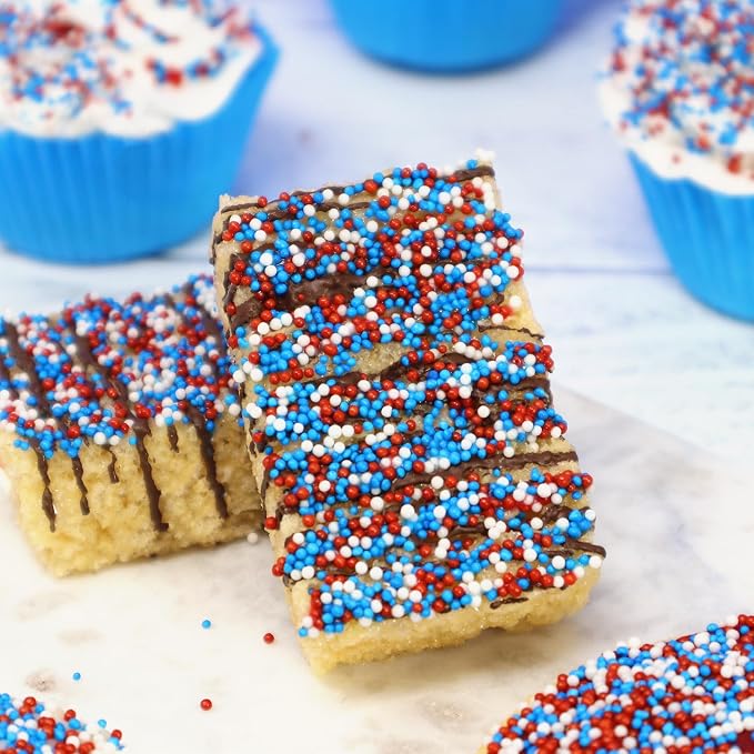 Mystic Sprinkles 4 Cell Sprinkle Assortments (Patriotic Pride Nonpareil, Midi)
