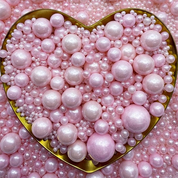 CandiJumpin Edible Pearls for Cake Decorating, Baby Pink Pearl Sprinkles Pink Sugar Pearls Edible Cake Decorations Pearl Sugar Sprinkles Valentines Cupcake Toppers Baby Shower Party Birthday Wedding Christmas Supplies 3 OZ