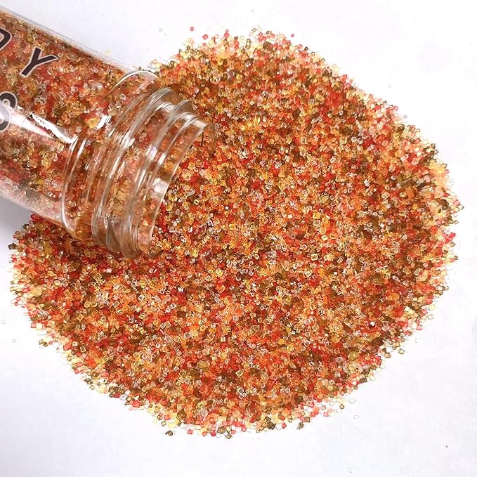 PhilaeEC Autumn Sanding Sugar Edible Orange Yellow Red White Brown Sparkling Crystals for Baking Cake Decoration Cookie Ice Cream Cupcake Toppers Fall Thankgiving Supplies 5oz