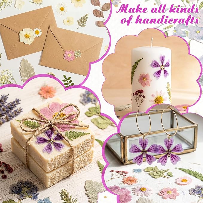 96 Pcs Natural Dried Pressed Flowers for Cake Topper Decorating Cupcake Toppers Cocktails Resin Jewelry Candle Soap Making DIY Art Crafts