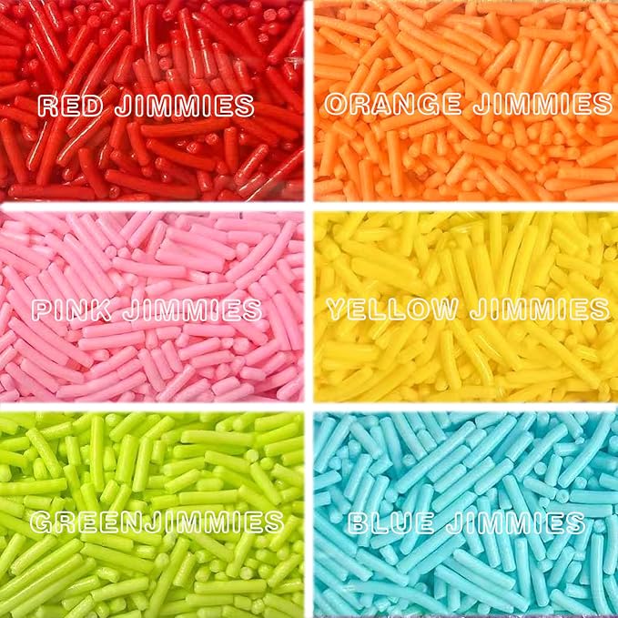 Sentovac 6 Cell Jimmies Rainbow Sprinkles Edible for Cake Decorating Fancy Sprinkles Cake Topper Cupcake Cookie Baking Decorations Supplies（Red Pink Blue Green Yellow Orange）