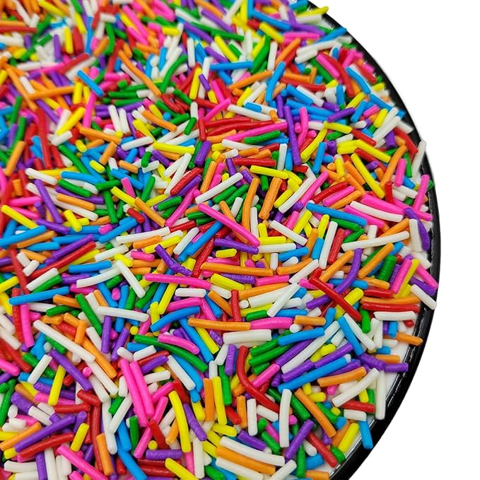 Jimmies Sprinkles, Edible Jimmy Sprinkles, Rainbow Crunchy Jimmies Mix for Cake Decorating, Edible Cookie Cupcake Decorations for Theme Baking and Holiday Party Treats