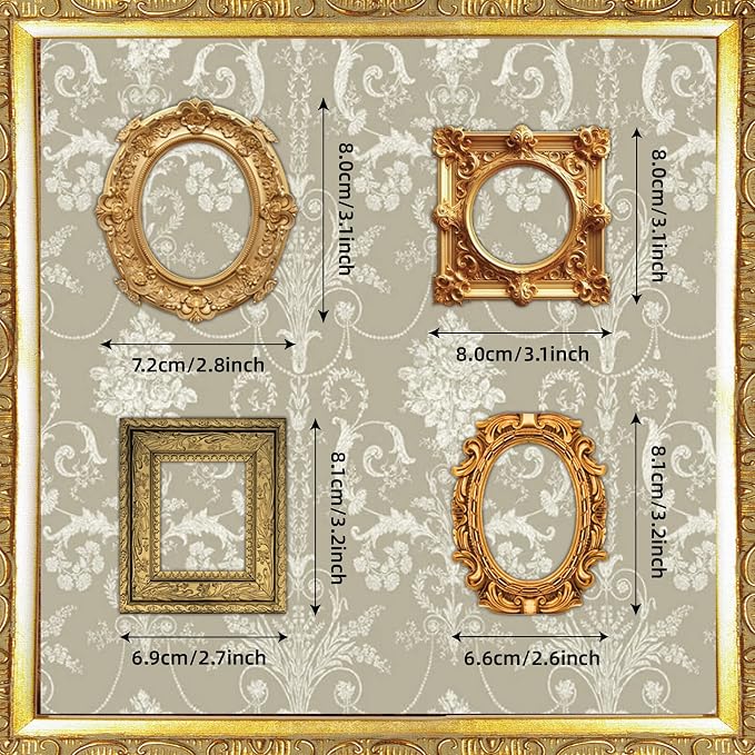 100 Pcs Vintage Frame Stickers Metallic | Scrapbooking Stickers for Journals, Planners, Junk Journals, Wedding Albums | Scrapbook Supplies & Decorations