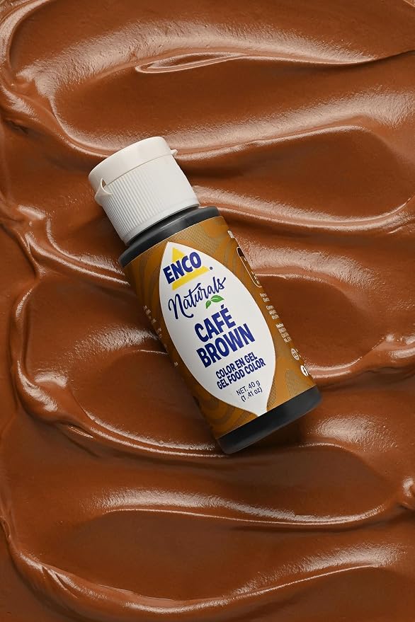 ENCO Natural Food Coloring Gel Brown (1.41 oz) – No Artificial Dyes, Vibrant Colors for Icing, Buttercream & Fondant – Kosher & Vegan Colors – Baking & Cake Decorating