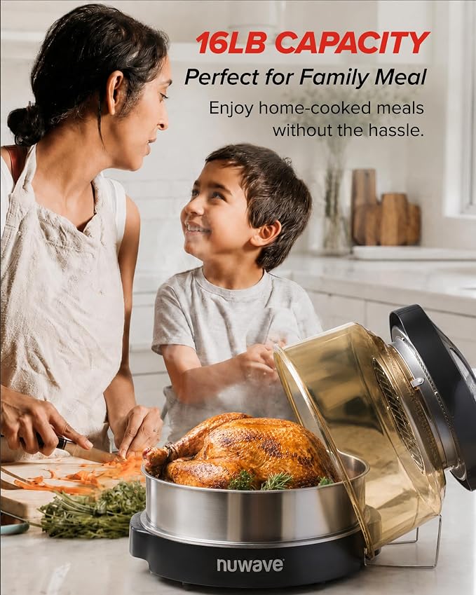 Nuwave Pro Plus 2 Countertop Infrared Oven with Stainless Steel Extender Ring, Triple Combo Cooking Power, Adjustable Temperature Control, Large Capacity Roaster, Air Fryer & Convection Oven, 20670V01