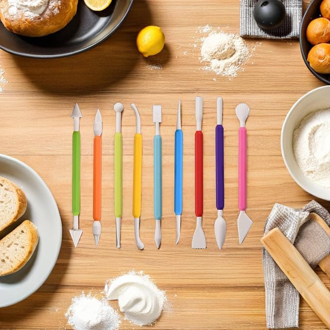 Cabilock 18pcs Fondant Modeling Set Cake Decorating Tools Polymer Clay Sculpting Tools Baking Sculpting Kit for Sugarcraft and Cookie Decoration