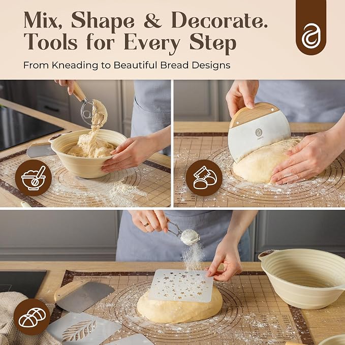 Sourdough Starter Kit with Dutch Oven and Scale - Complete Sourdough Kit with Proofing Baskets, 34oz Jar, Slings, and Other Premium Bread Making Tools - Perfect Baking Gifts for Women, Men, and Bakers