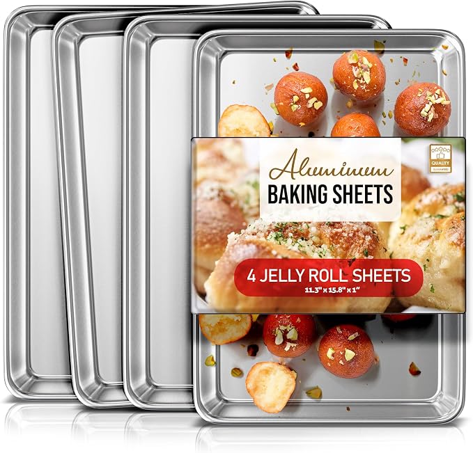 Eatex Aluminum Baking Sheet Set, 10" x 15" Jelly Roll Pan, Nonstick Cookie Sheets