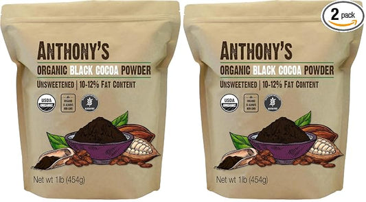 Anthony's Organic Black Cocoa Powder, 1 lb, Unsweetened, Dutch Processed, Gluten Free, Non GMO (Pack of 2)