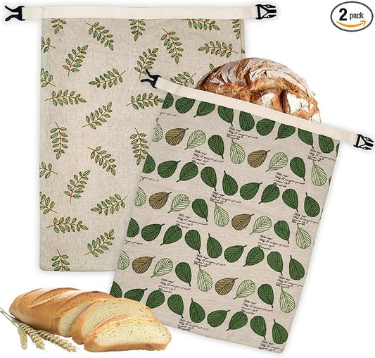 2 Pack Beeswax Bread Bags for Homemade Bread with Zipper, Large 13x17'' Reusable Beeswax Sourdough Bread Storage Bag, Keep Loaves Fresh Longer, Freezer Safe & Airtight, Natural, Zero Waste