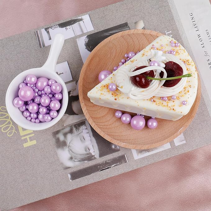 Purple Pearl Sprinkles for Cake Decorating, 11.3oz/320g Edible Pearls Sugar Large Capacity 4 Jars Set for Baking Cupcakes Cookies Dessert