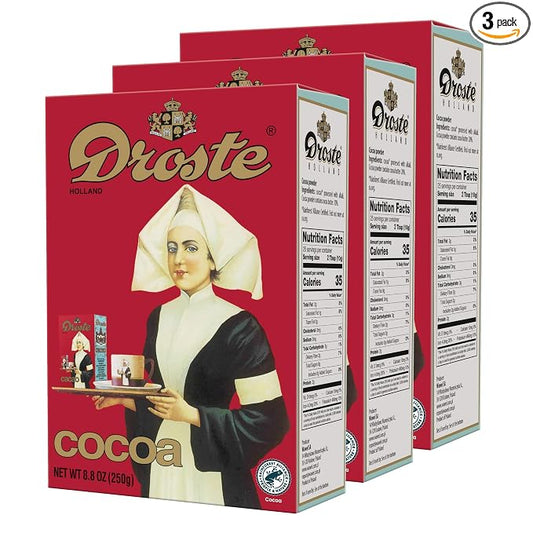 Droste Cocoa Powder Dutch Style Cocoa for Baking Desserts and More, 8.8 Ounce (Pack of 3)