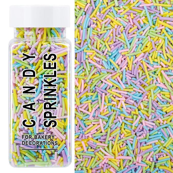 Easter Jimmies Sprinkles, Edible Pastel Sprinkles for Baking Topping, Cupcakes, Cookies, Ice Cream & Cake Decorating, Spring Baby Shower Birthday Party Supplies