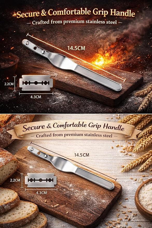 TFORESTER Bread Lame for Sourdough Baking – Stainless Steel Bread Scoring Tool with 5 Razor Blades & Lightweight TPU Cover – Dough Scorer Knife for Artisan Bread, Baker Gift-2Pack