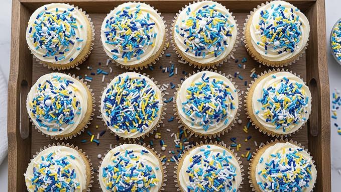 NCS Los Angeles Game Day Dark Blue, Blue, Yellow & White Jimmies Edible Sprinkles – Cupcake, Cake & Cookie Decorations, 7 oz